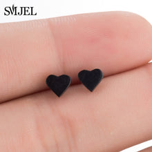 Load image into Gallery viewer, SMJEL Small Stainless Steel Geometric Minimal Earring Women Kid Jewelry pendientes Punk Black Earing Triangle Men Wholesale 2019