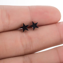 Load image into Gallery viewer, SMJEL Small Stainless Steel Geometric Minimal Earring Women Kid Jewelry pendientes Punk Black Earing Triangle Men Wholesale 2019