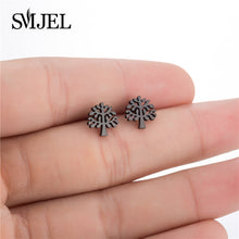 Load image into Gallery viewer, SMJEL Small Stainless Steel Geometric Minimal Earring Women Kid Jewelry pendientes Punk Black Earing Triangle Men Wholesale 2019