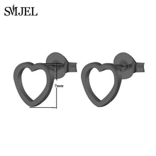 Load image into Gallery viewer, SMJEL Small Stainless Steel Geometric Minimal Earring Women Kid Jewelry pendientes Punk Black Earing Triangle Men Wholesale 2019