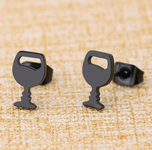 Load image into Gallery viewer, SMJEL Small Stainless Steel Geometric Minimal Earring Women Kid Jewelry pendientes Punk Black Earing Triangle Men Wholesale 2019