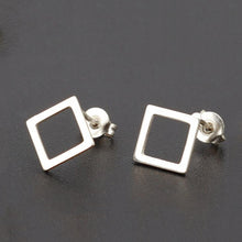 Load image into Gallery viewer, SMJEL Small Stainless Steel Geometric Minimal Earring Women Kid Jewelry pendientes Punk Black Earing Triangle Men Wholesale 2019
