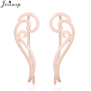 Jisensp Punk Waves Ear Climbers Earrings for Women Stud Earrings Ear Crawler Bohemian Cute Earing Piercing Earings pendientes