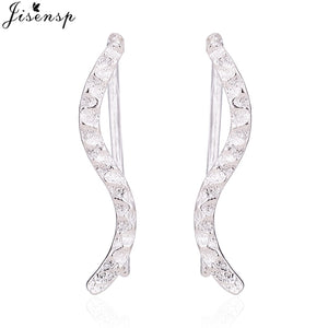 Jisensp Punk Waves Ear Climbers Earrings for Women Stud Earrings Ear Crawler Bohemian Cute Earing Piercing Earings pendientes