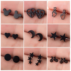 SMJEL Small Stainless Steel Geometric Minimal Earring Women Kid Jewelry pendientes Punk Black Earing Triangle Men Wholesale 2019