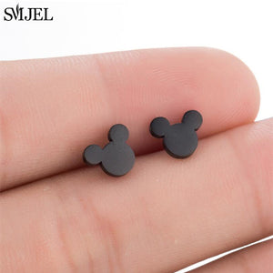 SMJEL Small Stainless Steel Geometric Minimal Earring Women Kid Jewelry pendientes Punk Black Earing Triangle Men Wholesale 2019