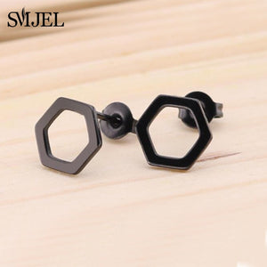 SMJEL Small Stainless Steel Geometric Minimal Earring Women Kid Jewelry pendientes Punk Black Earing Triangle Men Wholesale 2019
