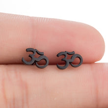 Load image into Gallery viewer, SMJEL Small Stainless Steel Geometric Minimal Earring Women Kid Jewelry pendientes Punk Black Earing Triangle Men Wholesale 2019
