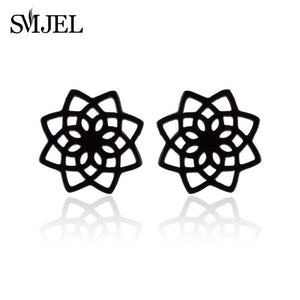 SMJEL Small Stainless Steel Geometric Minimal Earring Women Kid Jewelry pendientes Punk Black Earing Triangle Men Wholesale 2019