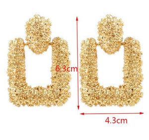 Big Earrings Exaggerated Matte Stud Earrings For Women Metal Earing Gold Silver Color Black Yellow Red Earings Creative Jewelry