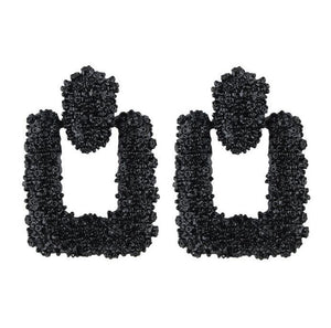 Big Earrings Exaggerated Matte Stud Earrings For Women Metal Earing Gold Silver Color Black Yellow Red Earings Creative Jewelry